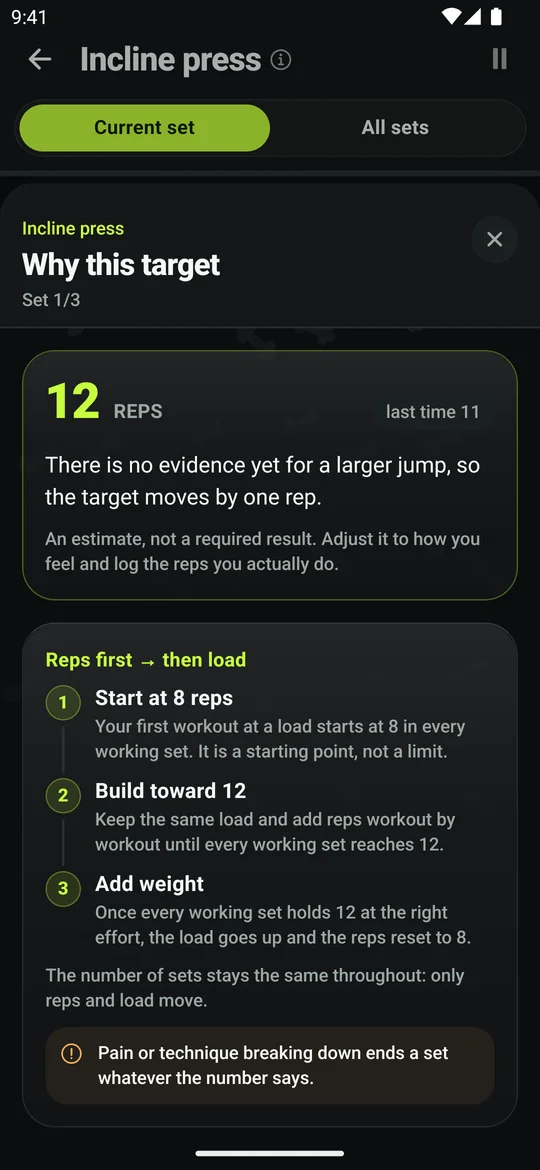 Why this target explanation in the TrainHere app